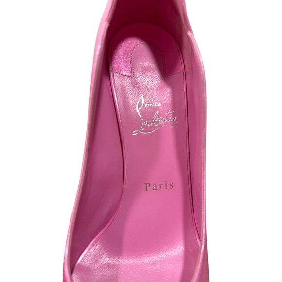 Christian Louboutin Hot Chick Alta 120 Patent Perle Pink 41 Open Toe Pump - Picture 6 of 11